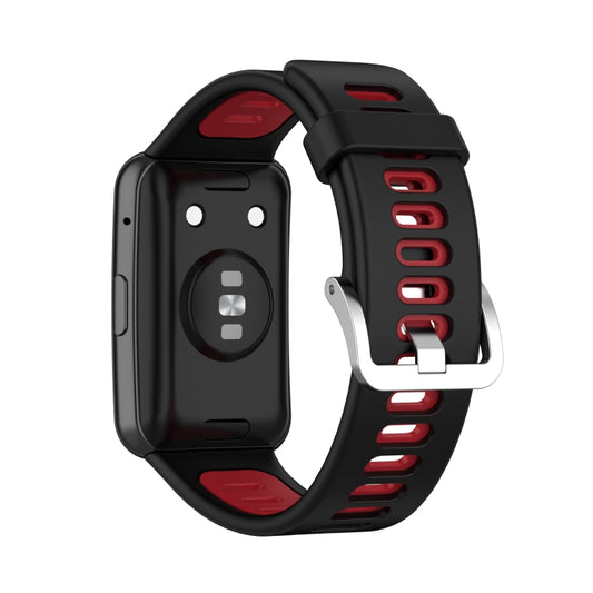 For Huawei Watch Fit Two-color Silicone Watch Band(Black+Red) - Watch Bands by buy2fix | Online Shopping UK | buy2fix