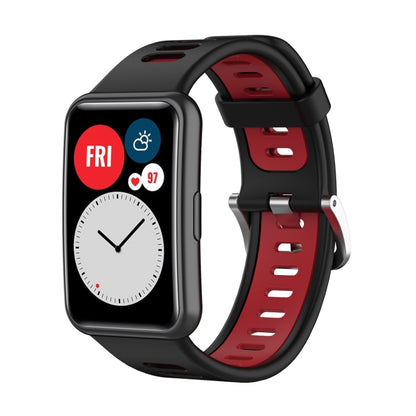 For Huawei Watch Fit Two-color Silicone Watch Band(Black+Red) - Watch Bands by buy2fix | Online Shopping UK | buy2fix