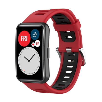 For Huawei Watch Fit Two-color Silicone Watch Band (Red+Black) - Watch Bands by buy2fix | Online Shopping UK | buy2fix