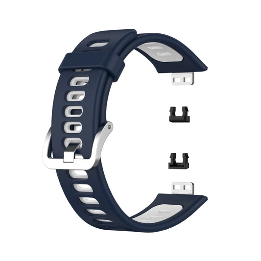 For Huawei Watch Fit Two-color Silicone Watch Band(Blue+White) - Watch Bands by buy2fix | Online Shopping UK | buy2fix