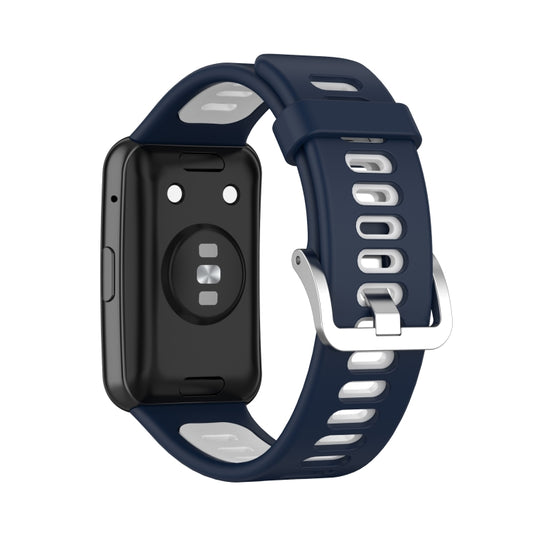 For Huawei Watch Fit Two-color Silicone Watch Band(Blue+White) - Watch Bands by buy2fix | Online Shopping UK | buy2fix