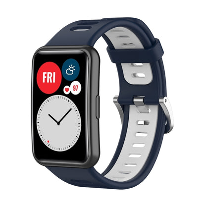 For Huawei Watch Fit Two-color Silicone Watch Band(Blue+White) - Watch Bands by buy2fix | Online Shopping UK | buy2fix