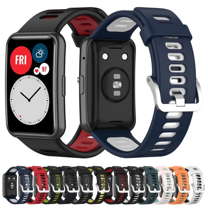 For Huawei Watch Fit Two-color Silicone Watch Band(Black+Red) - Watch Bands by buy2fix | Online Shopping UK | buy2fix