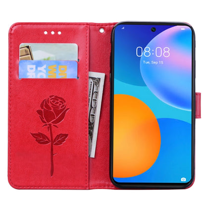 For Huawei Honor 10X Lite Rose Embossed Horizontal Flip PU Leather Case with Holder & Card Slots & Wallet(Red) - Honor Cases by buy2fix | Online Shopping UK | buy2fix