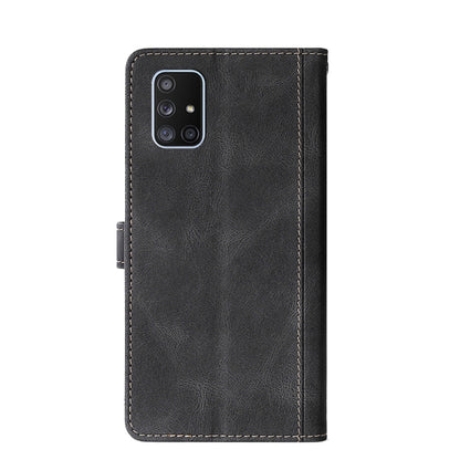 For Samsung Galaxy A71 Stitching Skin Feel Magnetic Buckle Horizontal Flip PU Leather Case with Holder & Card Slots & Wallet(Black) by buy2fix