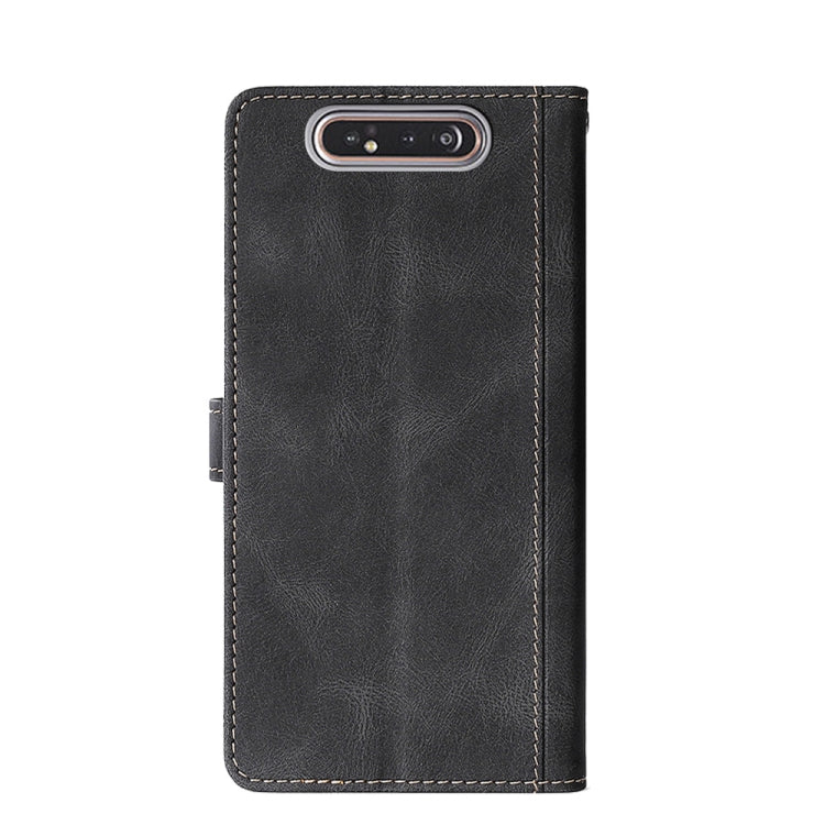For Samsung Galaxy A80 Stitching Skin Feel Magnetic Buckle Horizontal Flip PU Leather Case with Holder & Card Slots & Wallet(Black) by buy2fix