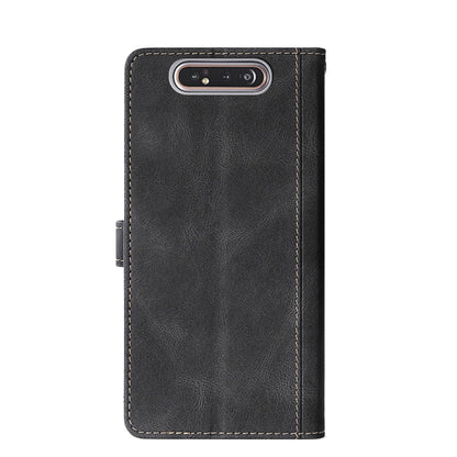 For Samsung Galaxy A80 Stitching Skin Feel Magnetic Buckle Horizontal Flip PU Leather Case with Holder & Card Slots & Wallet(Black) by buy2fix