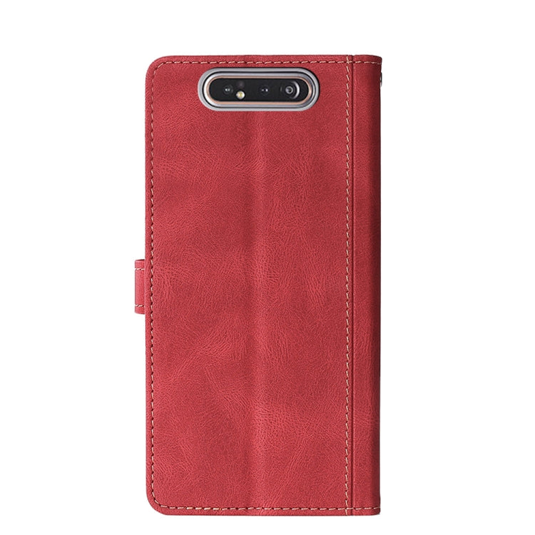 For Samsung Galaxy A80 Stitching Skin Feel Magnetic Buckle Horizontal Flip PU Leather Case with Holder & Card Slots & Wallet(Red) by buy2fix