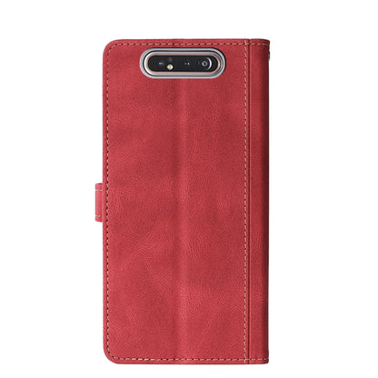 For Samsung Galaxy A80 Stitching Skin Feel Magnetic Buckle Horizontal Flip PU Leather Case with Holder & Card Slots & Wallet(Red) by buy2fix