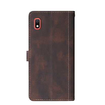 For Samsung Galaxy A10 Stitching Skin Feel Magnetic Buckle Horizontal Flip PU Leather Case with Holder & Card Slots & Wallet(Brown) by buy2fix