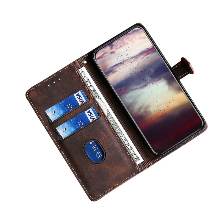 For Samsung Galaxy A10 Stitching Skin Feel Magnetic Buckle Horizontal Flip PU Leather Case with Holder & Card Slots & Wallet(Brown) by buy2fix