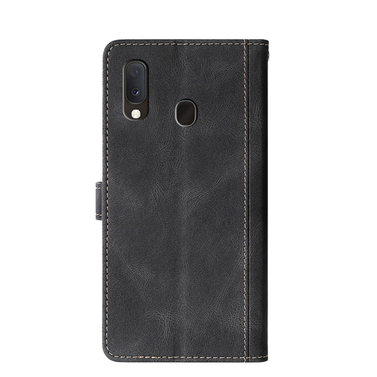 For Samsung Galaxy A20e Stitching Skin Feel Magnetic Buckle Horizontal Flip PU Leather Case with Holder & Card Slots & Wallet(Black) by buy2fix