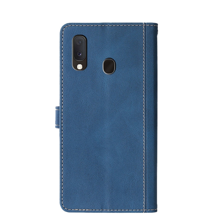For Samsung Galaxy A20e Stitching Skin Feel Magnetic Buckle Horizontal Flip PU Leather Case with Holder & Card Slots & Wallet(Blue) by buy2fix