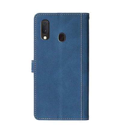 For Samsung Galaxy A20e Stitching Skin Feel Magnetic Buckle Horizontal Flip PU Leather Case with Holder & Card Slots & Wallet(Blue) by buy2fix