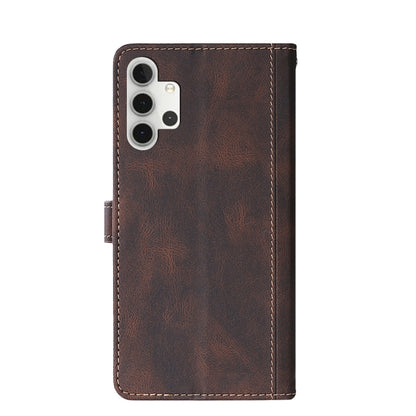 For Samsung Galaxy A32 4G Stitching Skin Feel Magnetic Buckle Horizontal Flip PU Leather Case with Holder & Card Slots & Wallet(Brown) by buy2fix