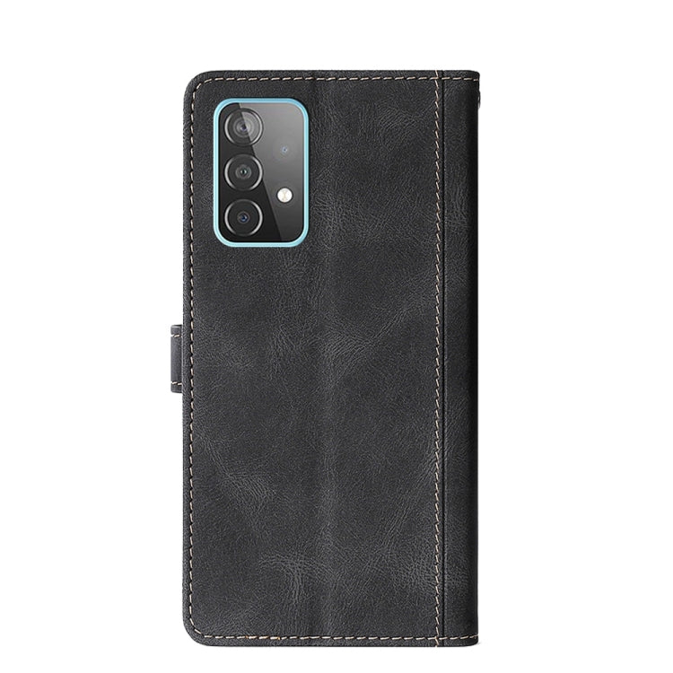 For Samsung Galaxy A52 5G / 4G Stitching Skin Feel Magnetic Buckle Horizontal Flip PU Leather Case with Holder & Card Slots & Wallet(Black) by buy2fix