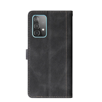 For Samsung Galaxy A52 5G / 4G Stitching Skin Feel Magnetic Buckle Horizontal Flip PU Leather Case with Holder & Card Slots & Wallet(Black) by buy2fix