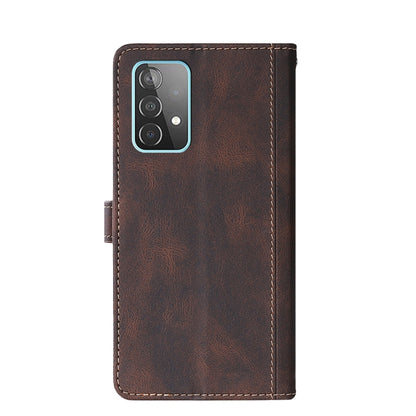 For Samsung Galaxy A52 5G / 4G Stitching Skin Feel Magnetic Buckle Horizontal Flip PU Leather Case with Holder & Card Slots & Wallet(Brown) by buy2fix