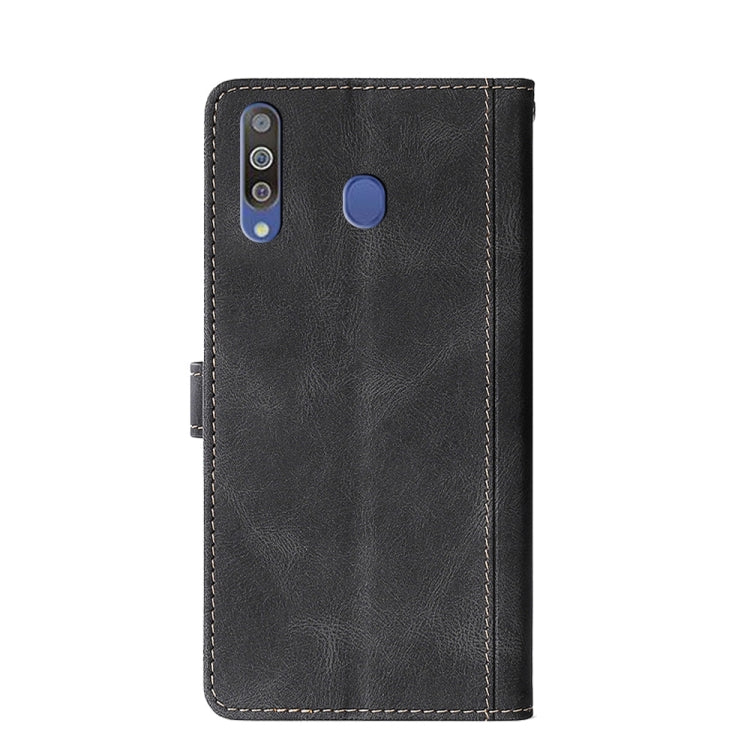 For Samsung Galaxy M20 Stitching Skin Feel Magnetic Buckle Horizontal Flip PU Leather Case with Holder & Card Slots & Wallet(Black) by buy2fix