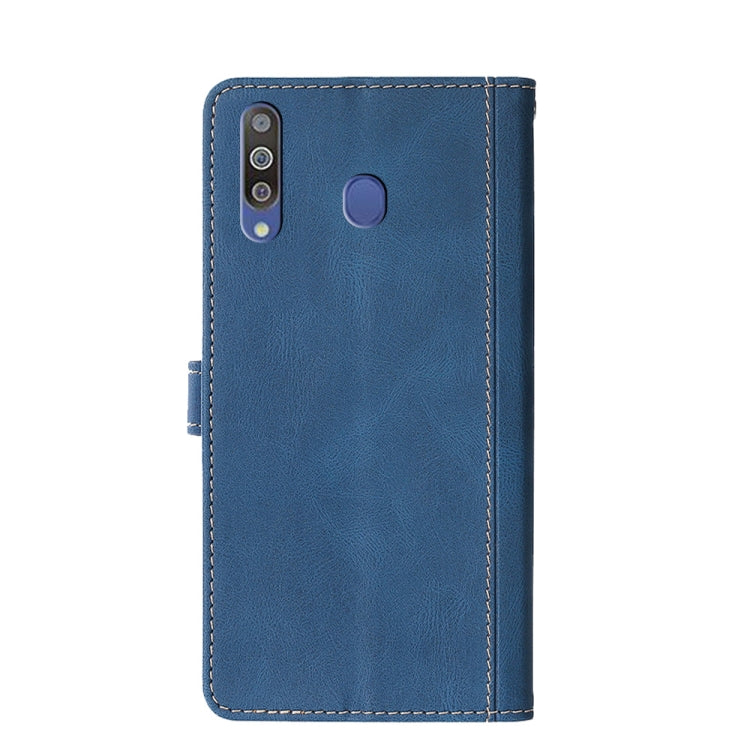 For Samsung Galaxy M20 Stitching Skin Feel Magnetic Buckle Horizontal Flip PU Leather Case with Holder & Card Slots & Wallet(Blue) by buy2fix