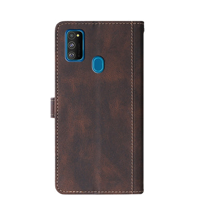 For Samsung Galaxy M30s Stitching Skin Feel Magnetic Buckle Horizontal Flip PU Leather Case with Holder & Card Slots & Wallet(Brown) by buy2fix