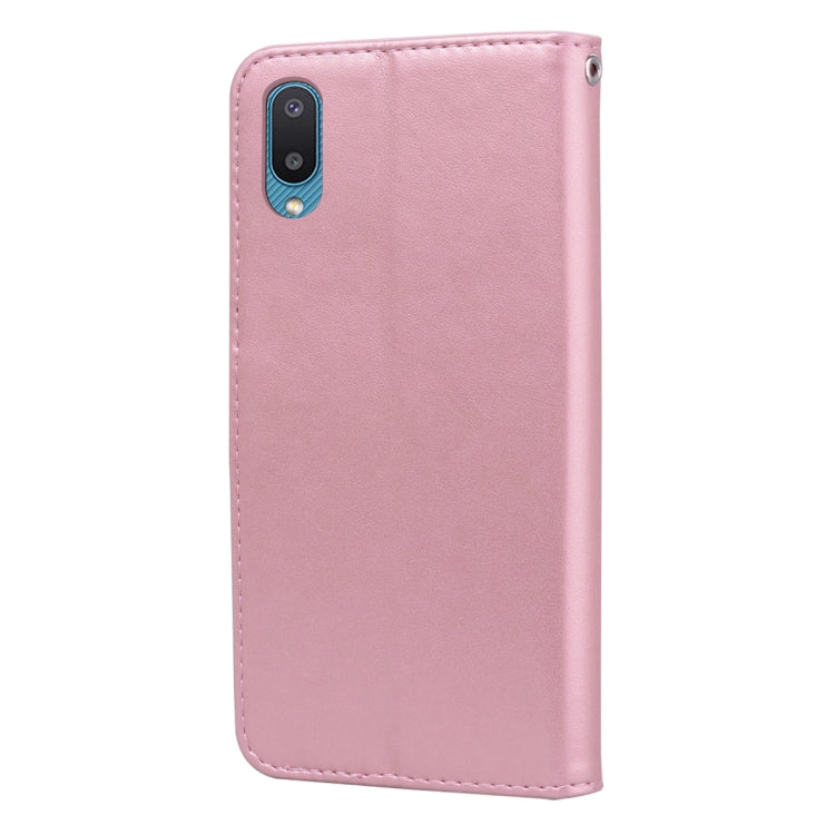 For Samsung Galaxy A02 (EU Version) Rose Embossed Horizontal Flip PU Leather Case with Holder & Card Slots & Wallet(Rose Gold) by buy2fix