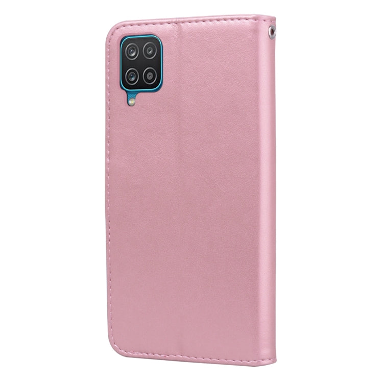 For Samsung Galaxy A12 Rose Embossed Horizontal Flip PU Leather Case with Holder & Card Slots & Wallet(Rose Gold) by buy2fix
