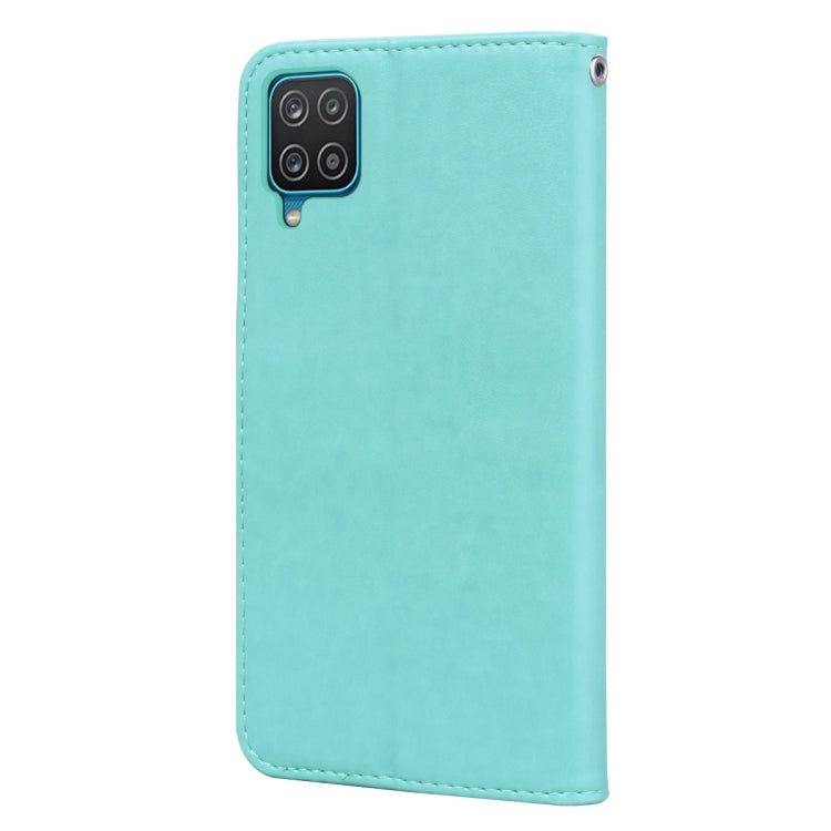 For Samsung Galaxy A12 Rose Embossed Horizontal Flip PU Leather Case with Holder & Card Slots & Wallet(Green) by buy2fix