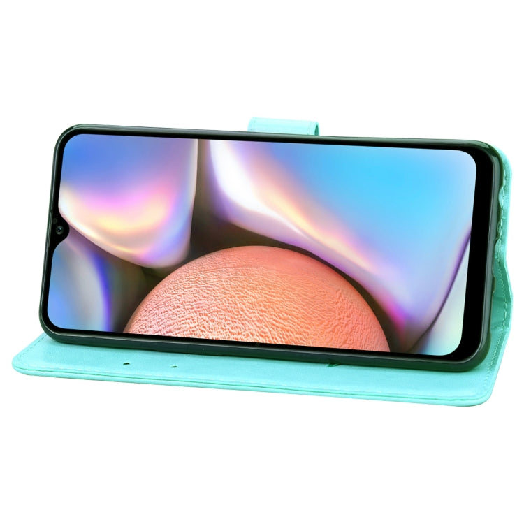 For Samsung Galaxy A12 Rose Embossed Horizontal Flip PU Leather Case with Holder & Card Slots & Wallet(Green) by buy2fix