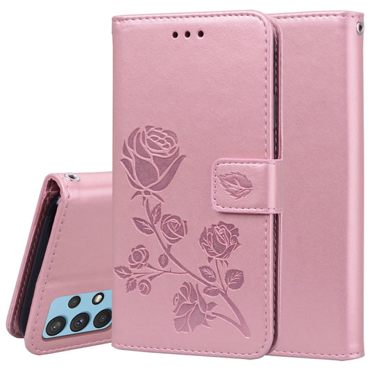 For Samsung Galaxy A32 4G Rose Embossed Horizontal Flip PU Leather Case with Holder & Card Slots & Wallet(Rose Gold) - Galaxy Phone Cases by buy2fix | Online Shopping UK | buy2fix