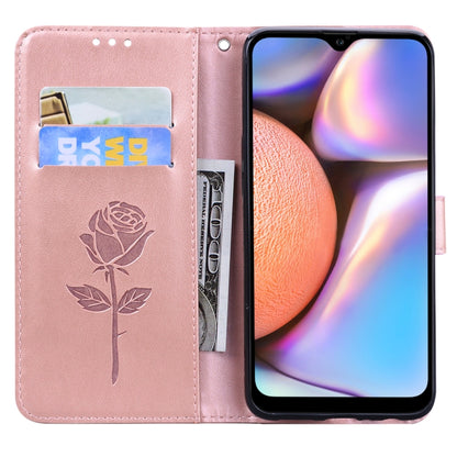 For Samsung Galaxy A32 5G Rose Embossed Horizontal Flip PU Leather Case with Holder & Card Slots & Wallet(Rose Gold) by buy2fix