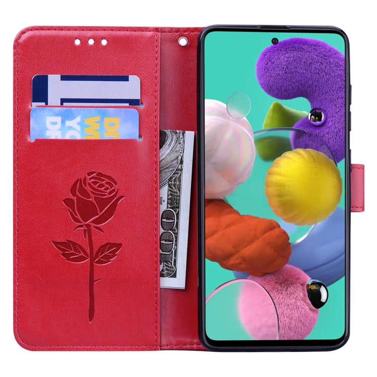 For Samsung Galaxy A52 5G / 4G Rose Embossed Horizontal Flip PU Leather Case with Holder & Card Slots & Wallet(Red) by buy2fix