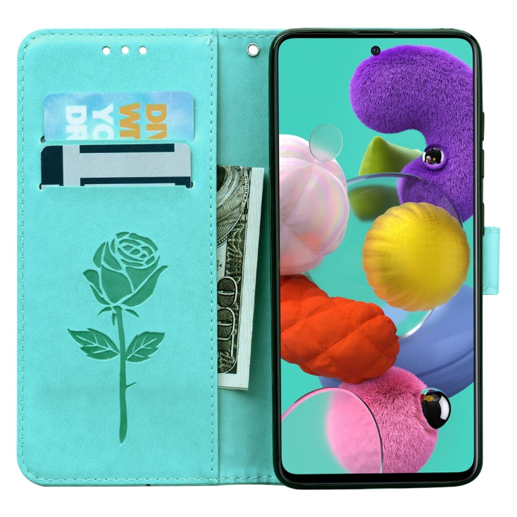 For Samsung Galaxy A52 5G / 4G Rose Embossed Horizontal Flip PU Leather Case with Holder & Card Slots & Wallet(Green) by buy2fix