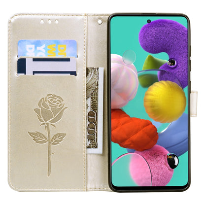 For Samsung Galaxy A52 5G / 4G Rose Embossed Horizontal Flip PU Leather Case with Holder & Card Slots & Wallet(Gold) by buy2fix