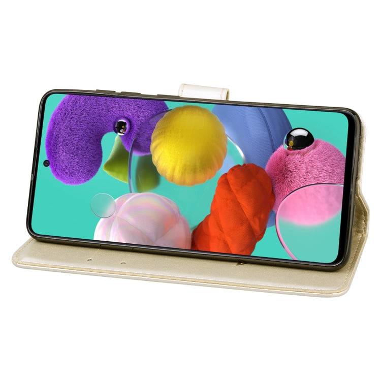 For Samsung Galaxy A52 5G / 4G Rose Embossed Horizontal Flip PU Leather Case with Holder & Card Slots & Wallet(Gold) by buy2fix