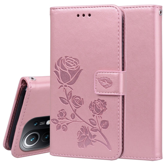 For Xiaomi Mi 11 Lite Rose Embossed Horizontal Flip PU Leather Case with Holder & Card Slots & Wallet(Rose Gold) - Xiaomi Cases by buy2fix | Online Shopping UK | buy2fix