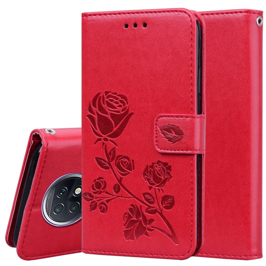 For Xiaomi Redmi Note 9T 5G Rose Embossed Horizontal Flip PU Leather Case with Holder & Card Slots & Wallet(Red) - Xiaomi Cases by buy2fix | Online Shopping UK | buy2fix
