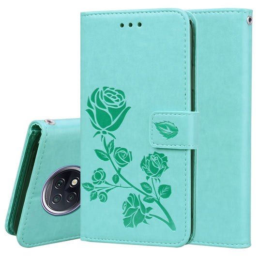 For Xiaomi Redmi Note 9T 5G Rose Embossed Horizontal Flip PU Leather Case with Holder & Card Slots & Wallet(Green) - Xiaomi Cases by buy2fix | Online Shopping UK | buy2fix