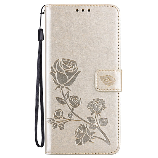 For Xiaomi Redmi Note 9T 5G Rose Embossed Horizontal Flip PU Leather Case with Holder & Card Slots & Wallet(Gold) - Xiaomi Cases by buy2fix | Online Shopping UK | buy2fix