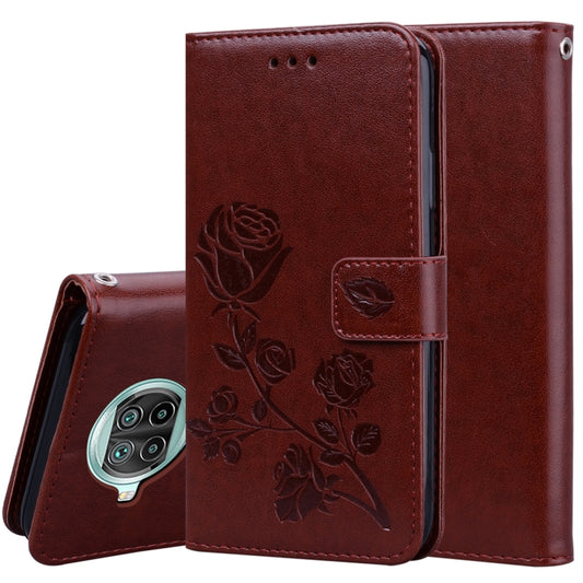 For Xiaomi Mi 10T Lite 5G Rose Embossed Horizontal Flip PU Leather Case with Holder & Card Slots & Wallet(Brown) - Xiaomi Cases by buy2fix | Online Shopping UK | buy2fix