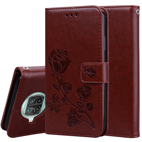For Xiaomi Mi 10T Lite 5G Rose Embossed Horizontal Flip PU Leather Case with Holder & Card Slots & Wallet(Brown)