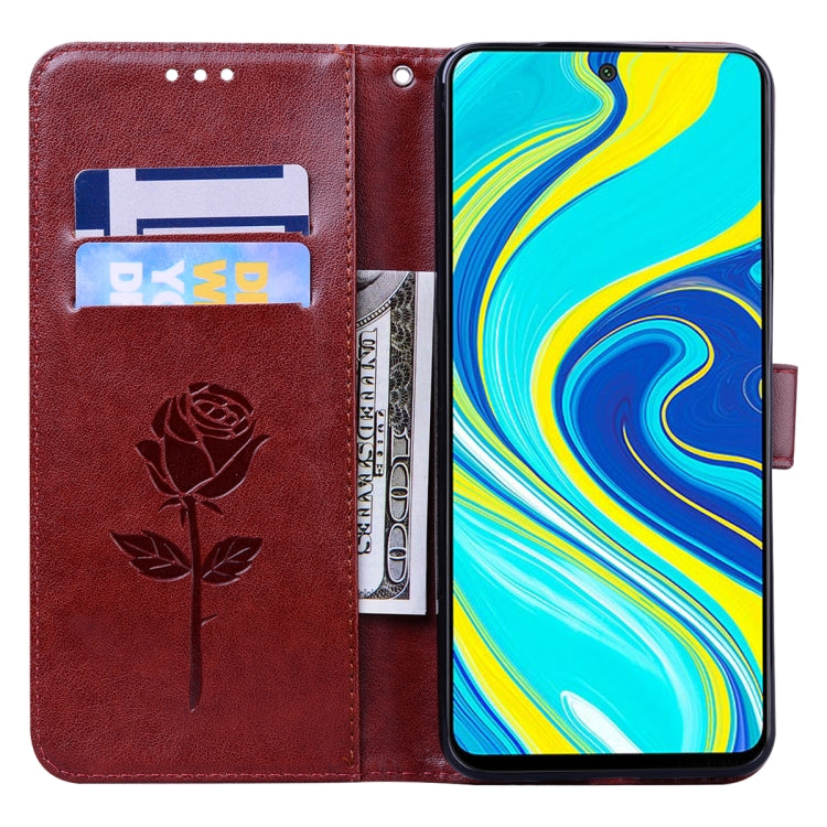 For Xiaomi Mi 10T Lite 5G Rose Embossed Horizontal Flip PU Leather Case with Holder & Card Slots & Wallet(Brown) - Xiaomi Cases by buy2fix | Online Shopping UK | buy2fix