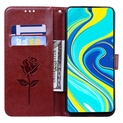 For Xiaomi Mi 10T Lite 5G Rose Embossed Horizontal Flip PU Leather Case with Holder & Card Slots & Wallet(Brown) - Xiaomi Cases by buy2fix | Online Shopping UK | buy2fix