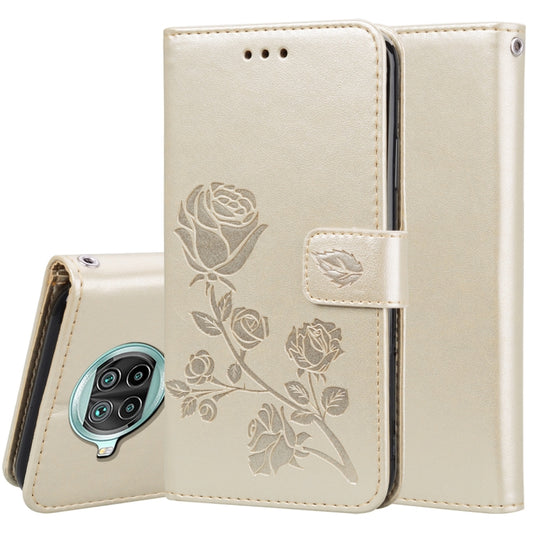 For Xiaomi Mi 10T Lite 5G Rose Embossed Horizontal Flip PU Leather Case with Holder & Card Slots & Wallet(Gold) - Xiaomi Cases by buy2fix | Online Shopping UK | buy2fix