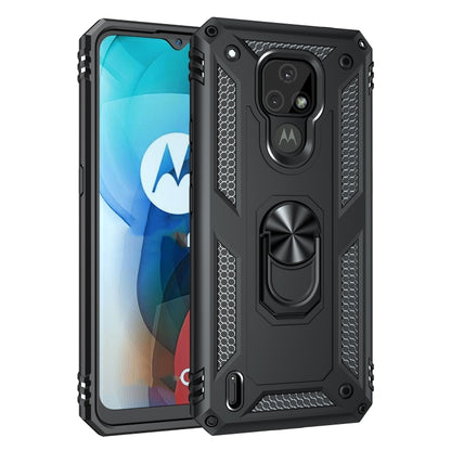 For Motorola Moto E7 Shockproof TPU + PC Protective Case with 360 Degree Rotating Holder(Black) - Motorola Cases by buy2fix | Online Shopping UK | buy2fix