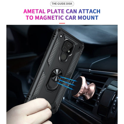 For Motorola Moto E7 Shockproof TPU + PC Protective Case with 360 Degree Rotating Holder(Black) - Motorola Cases by buy2fix | Online Shopping UK | buy2fix
