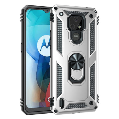 For Motorola Moto E7 Shockproof TPU + PC Protective Case with 360 Degree Rotating Holder(Silver) - Motorola Cases by buy2fix | Online Shopping UK | buy2fix