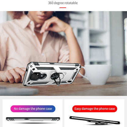 For Motorola Moto E7 Shockproof TPU + PC Protective Case with 360 Degree Rotating Holder(Silver) - Motorola Cases by buy2fix | Online Shopping UK | buy2fix