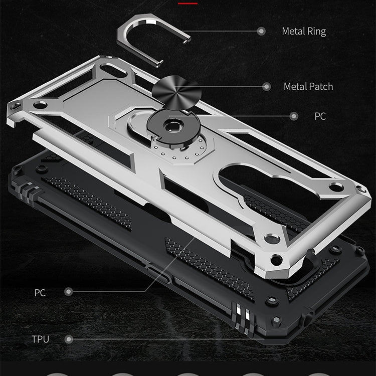 For Motorola Moto E7 Shockproof TPU + PC Protective Case with 360 Degree Rotating Holder(Silver) - Motorola Cases by buy2fix | Online Shopping UK | buy2fix