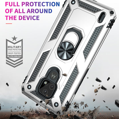 For Motorola Moto E7 Shockproof TPU + PC Protective Case with 360 Degree Rotating Holder(Silver) - Motorola Cases by buy2fix | Online Shopping UK | buy2fix
